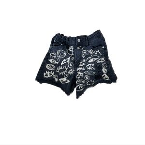 Bleach art black jean shorts